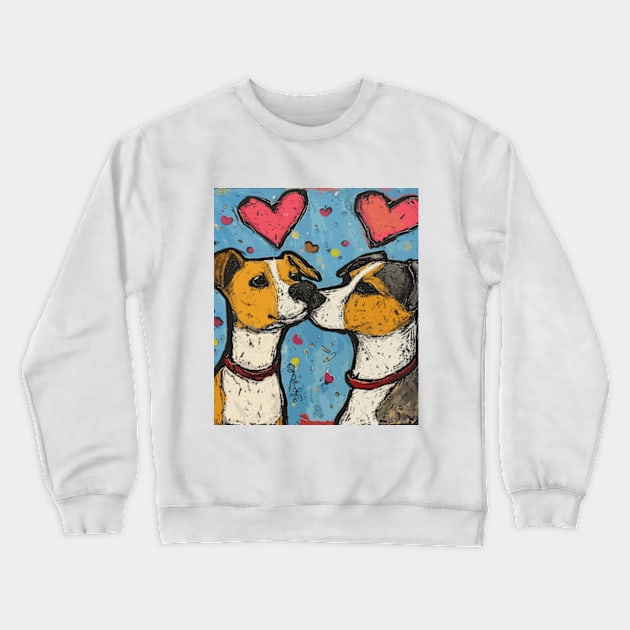 Dog Love 2024 Valentines Day Drawing Crewneck Sweatshirt by peculiarbutcute